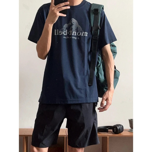 特惠福利#MOn-tbell 夏季戶外 休閒通勤 印花速乾短袖T恤 男女款