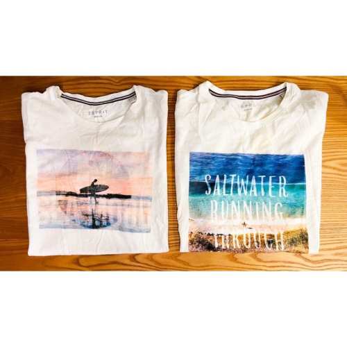 ESPRIT 白色短袖棉質T恤 M/L*2件不拆賣