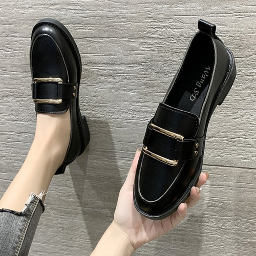 小皮鞋女春2021新款潮鞋百搭英倫風皮鞋圓頭平底單鞋樂福鞋鞋子女