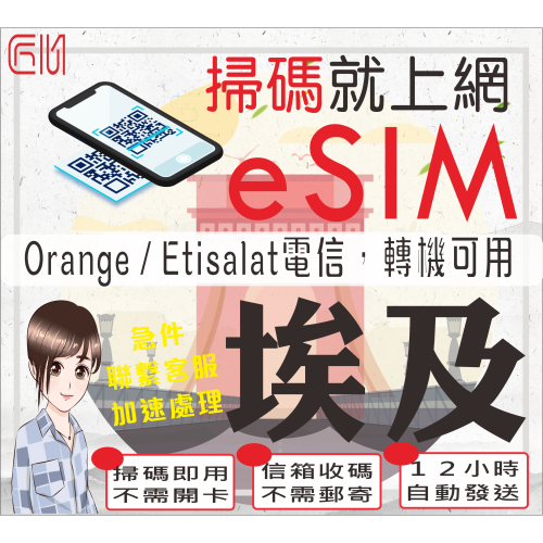 ├匠心_eSIM┤埃及網卡 埃及sim卡Etisalat 埃及上網卡 開羅 亞斯文 埃及esim