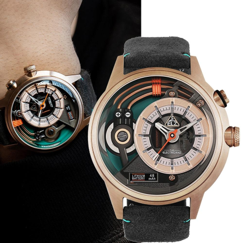 THE ELECTRICIANZ Steel Cazino 45mm玫瑰金色 獨家電路發光手錶-ZZ-A3C/04-CL