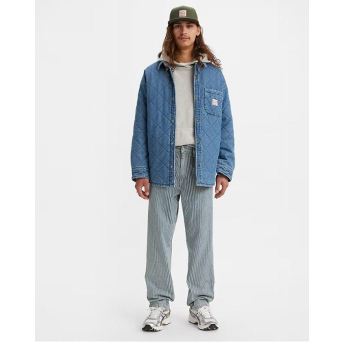 【新款寬鬆工作褲29-38腰】美國LEVIS 568 Loose CARPENTER 藍白條紋 多口袋 重磅直筒褲