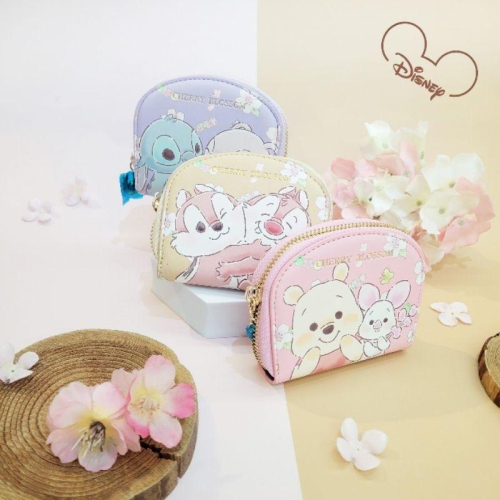 「日本??」春暖花開櫻花風琴式票卡包-迪士尼 DISNEY 維尼小豬/奇奇蒂蒂/史迪奇安琪 正版授權