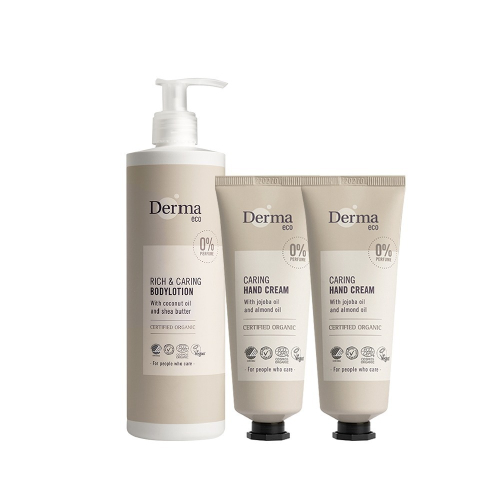 【Derma】大地Eco 身體保養三入組(護手霜75ml*2+保濕乳400ml)/滋潤/乾燥/無香味/溫和/純素/天然