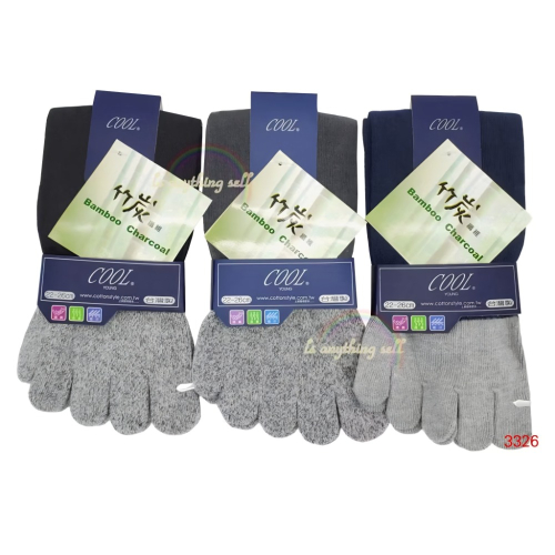 ✦Is anything sells♥ COTTON 竹炭紗1/2男女五趾襪 3326