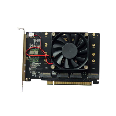 (讓身為硬體高手的你能利用VROC拆分4個NVME M.2)1轉4的PCIEx16擴充卡(Bifurcation_風扇)